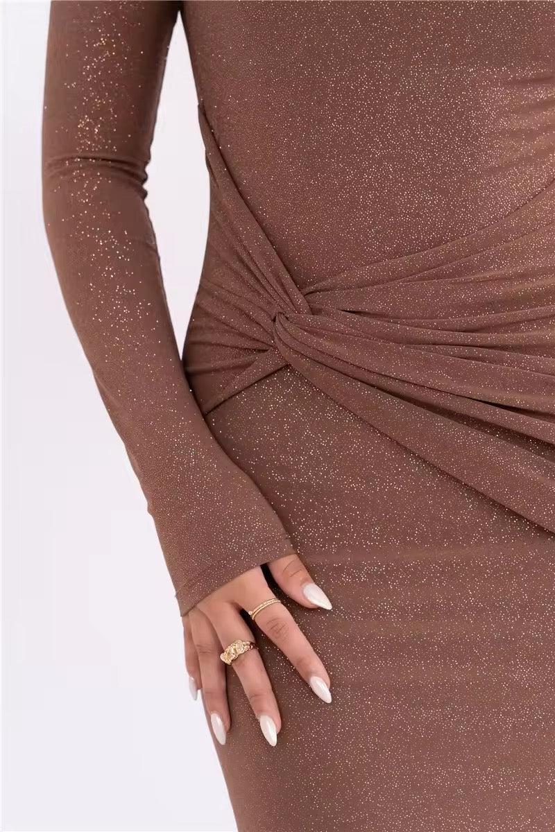 ISSY I GLITTER MAXI OFF SHOULDER DRESS